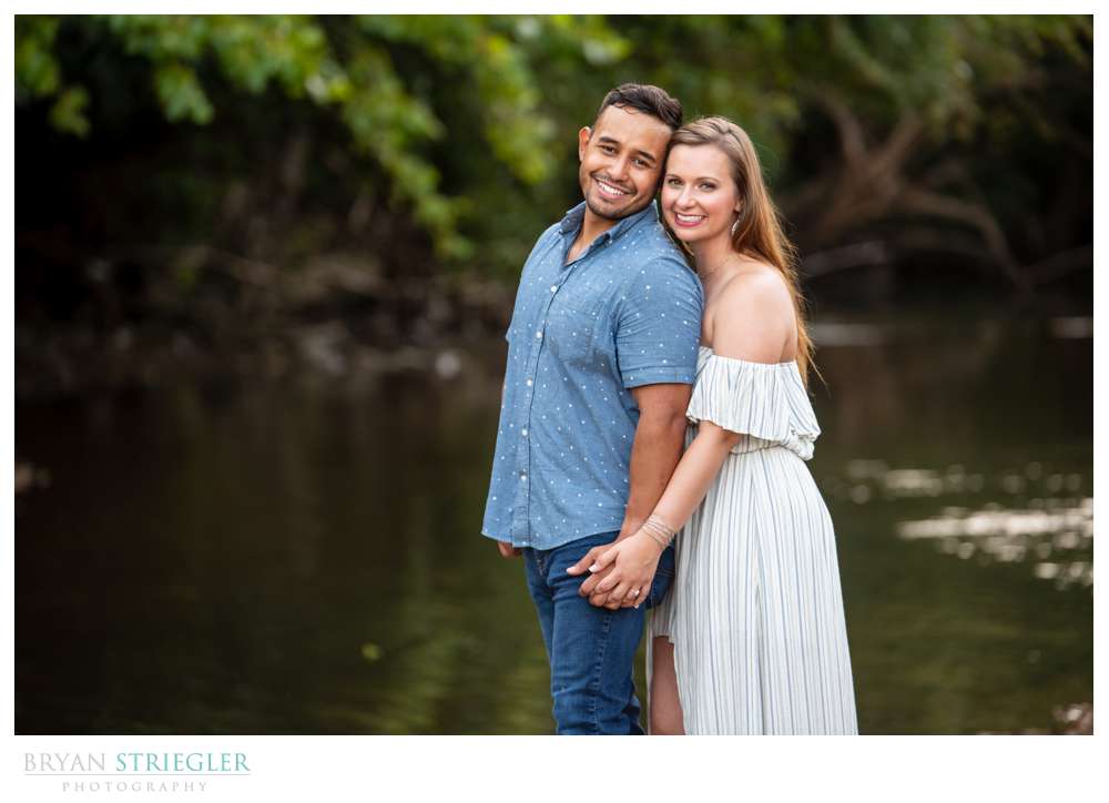 engagement photos by a creek